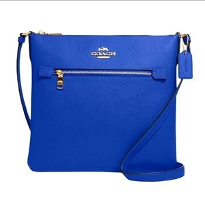 NWT Coach Rowan Crossgrain Leather Crossbody  Sport Blue Bag